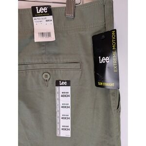 Lee Extreme Motion Slim Straight Pants Mens 40x34 Muted Olive Chino 112321801